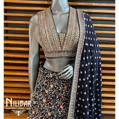 Midnight Blue Georgette Casual Lehenga