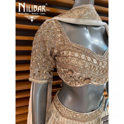 White And Gold Georgette Casual Lehenga