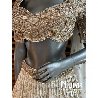 White And Gold Georgette Casual Lehenga