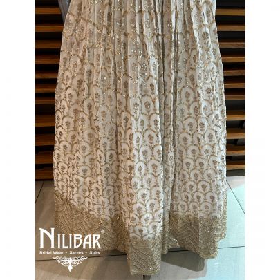 White And Gold Georgette Casual Lehenga