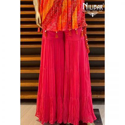 Hot Pink Chinon Sharara Suit