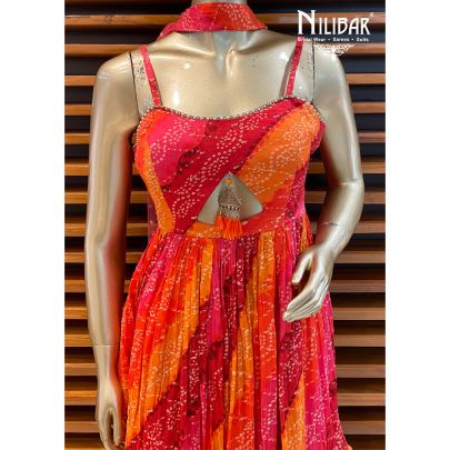 Hot Pink Chinon Sharara Suit