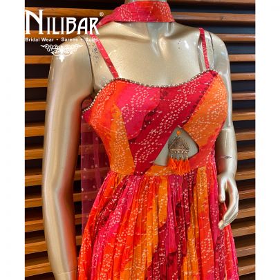Hot Pink Chinon Sharara Suit