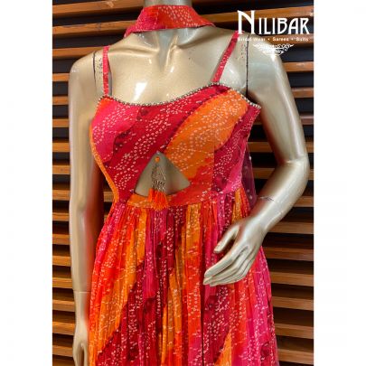 Hot Pink Chinon Sharara Suit
