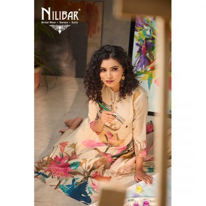 Beige Linen Floral Shirt With Pant