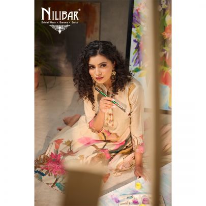 Beige Linen Floral Shirt With Pant