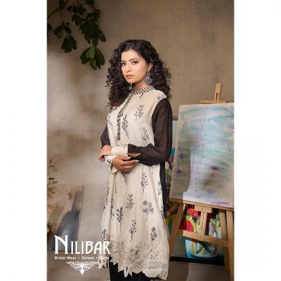 Black Linen Embroidered Set