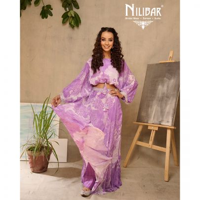 Lilac Chiffon Floral Lehenga Choli