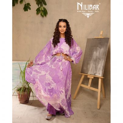 Lilac Chiffon Floral Lehenga Choli