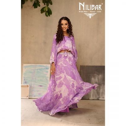 Lilac Chiffon Floral Lehenga Choli