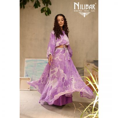 Lilac Chiffon Floral Lehenga Choli