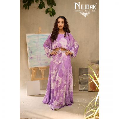 Lilac Chiffon Floral Lehenga Choli