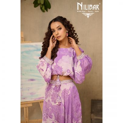 Lilac Chiffon Floral Lehenga Choli