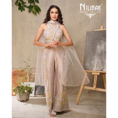 Lavender Silk Embroidered Jumpsuit