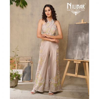 Lavender Silk Embroidered Jumpsuit