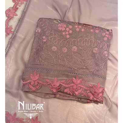 Mauve Tissue Organza Unstitched Suit