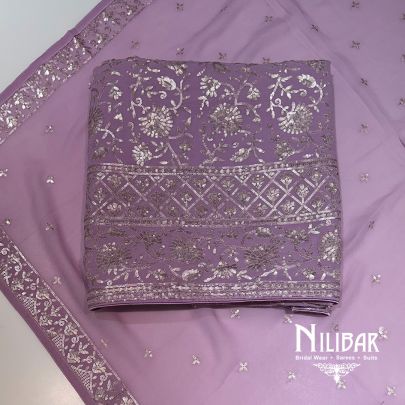 Purple Georgette Unstitched Suit