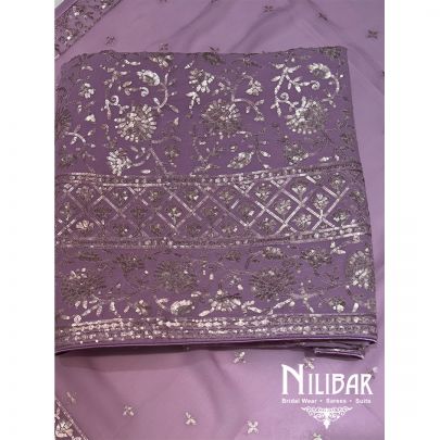 Purple Georgette Unstitched Suit