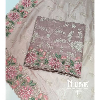 Onion Pink Organza Unstitched Suit