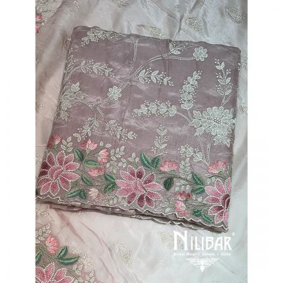 Onion Pink Organza Unstitched Suit
