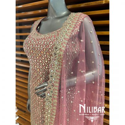 Pink Silk Georgette Garara Suit