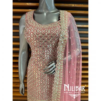 Pink Silk Georgette Garara Suit