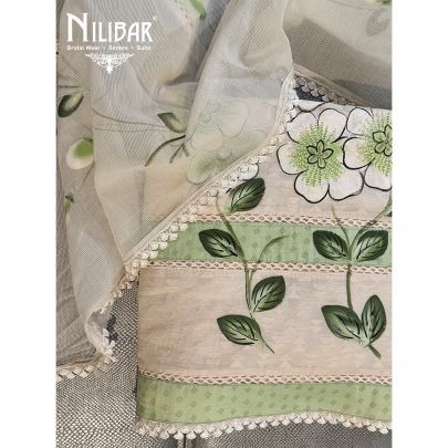 Beige Cotton Unstitched Suit
