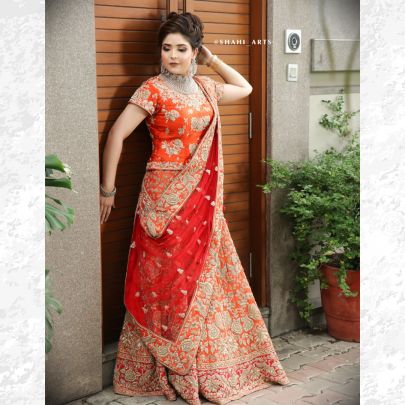 Red Orange Bridal Lehenga