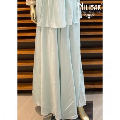 Powder Blue Silk Skirt Suit