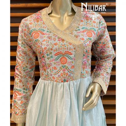 Powder Blue Silk Skirt Suit