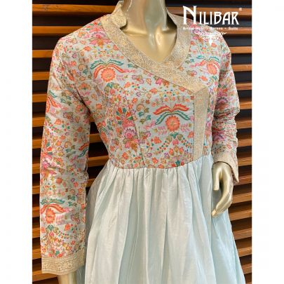 Powder Blue Silk Skirt Suit