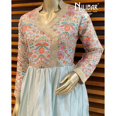 Powder Blue Silk Skirt Suit