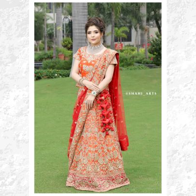 Red Orange Bridal Lehenga