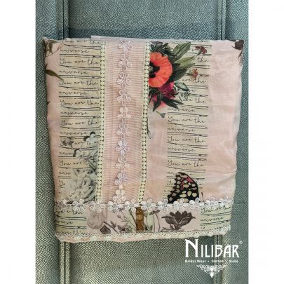 Pink Muslin Embroidered Unstitched Suit