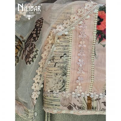 Pink Muslin Embroidered Unstitched Suit
