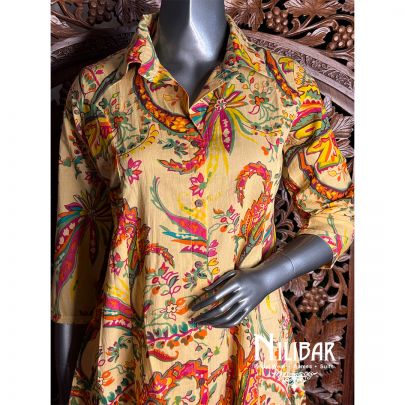 Yellow Cotton Printed Co-ord Set.