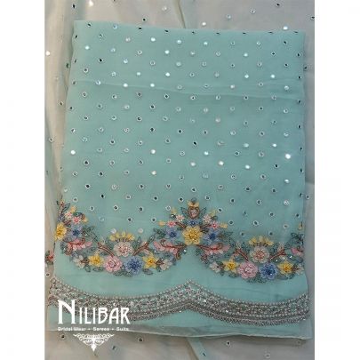 Mint Green Georgette Sequin Unstitched Suit