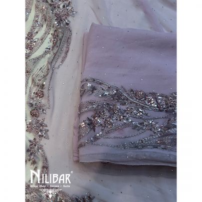Lilac Georgette Sequin Unstitched Suit