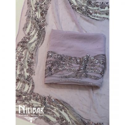 Lilac Georgette Sequin Unstitched Suit