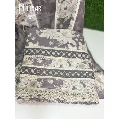 Grey Cotton Unstitched Suit