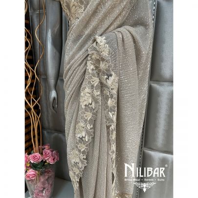 Ivory Net Sequin Saree