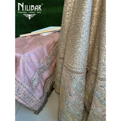 Powder Pink Organza Bridal Lehenga