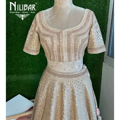 Powder Pink Organza Bridal Lehenga