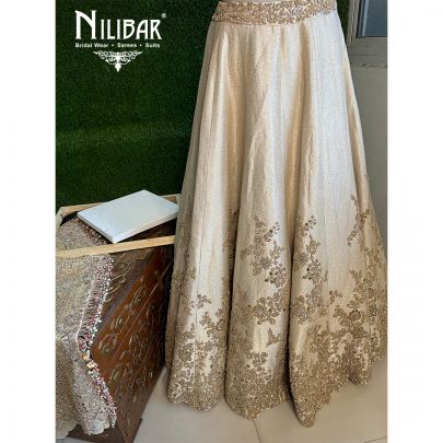Ivory Gold Silk Bridal Lehenga