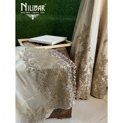 Ivory Gold Silk Bridal Lehenga