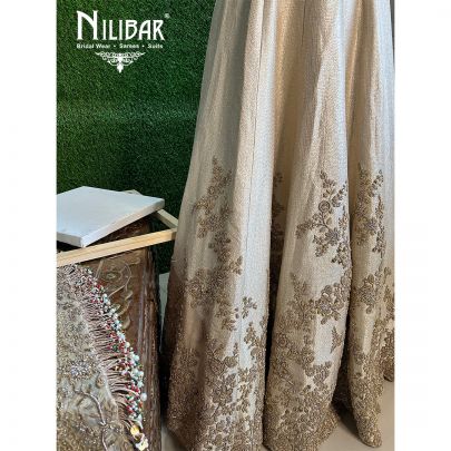 Ivory Gold Silk Bridal Lehenga