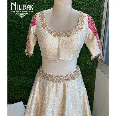 Ivory Gold Silk Bridal Lehenga