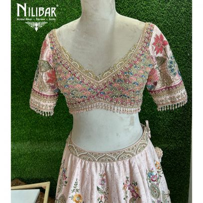 Light Pink Raw Silk Bridal Lehenga