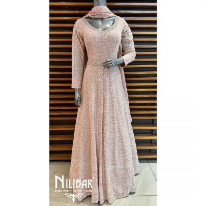 Pink Georgette Embroidered Anarkali