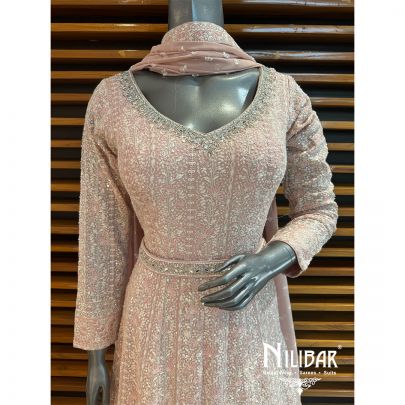 Pink Georgette Embroidered Anarkali